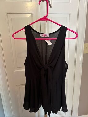 Buddy Love Black Sleeveless Tie-Front Tank Top